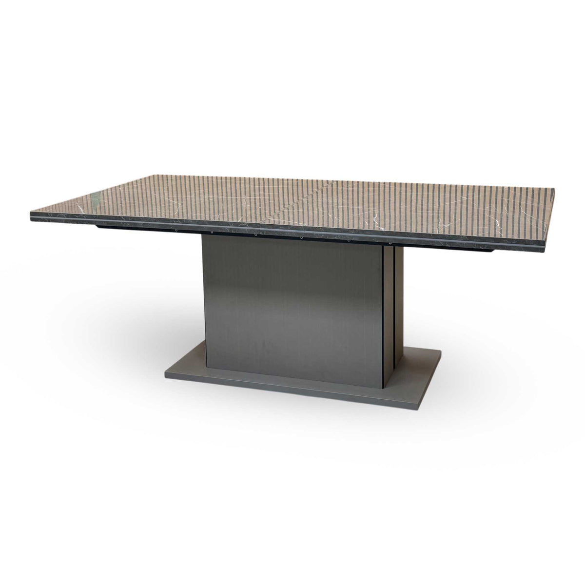 ‘Lusso’ High-Gloss Marble Effect Large Extending Dining Table + Extension Leaf + Extension Leaf