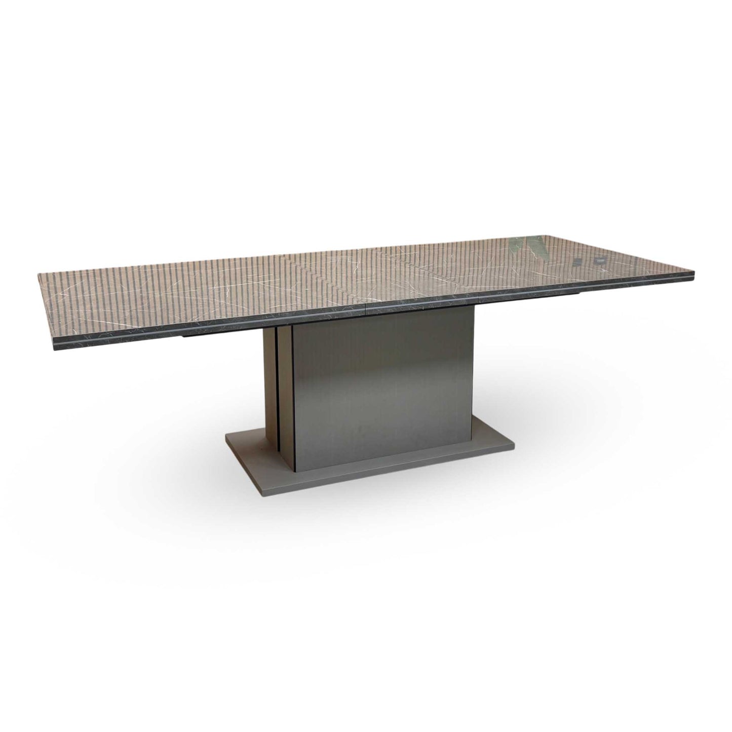 ‘Lusso’ High-Gloss Marble Effect Large Extending Dining Table + Extension Leaf + Extension Leaf