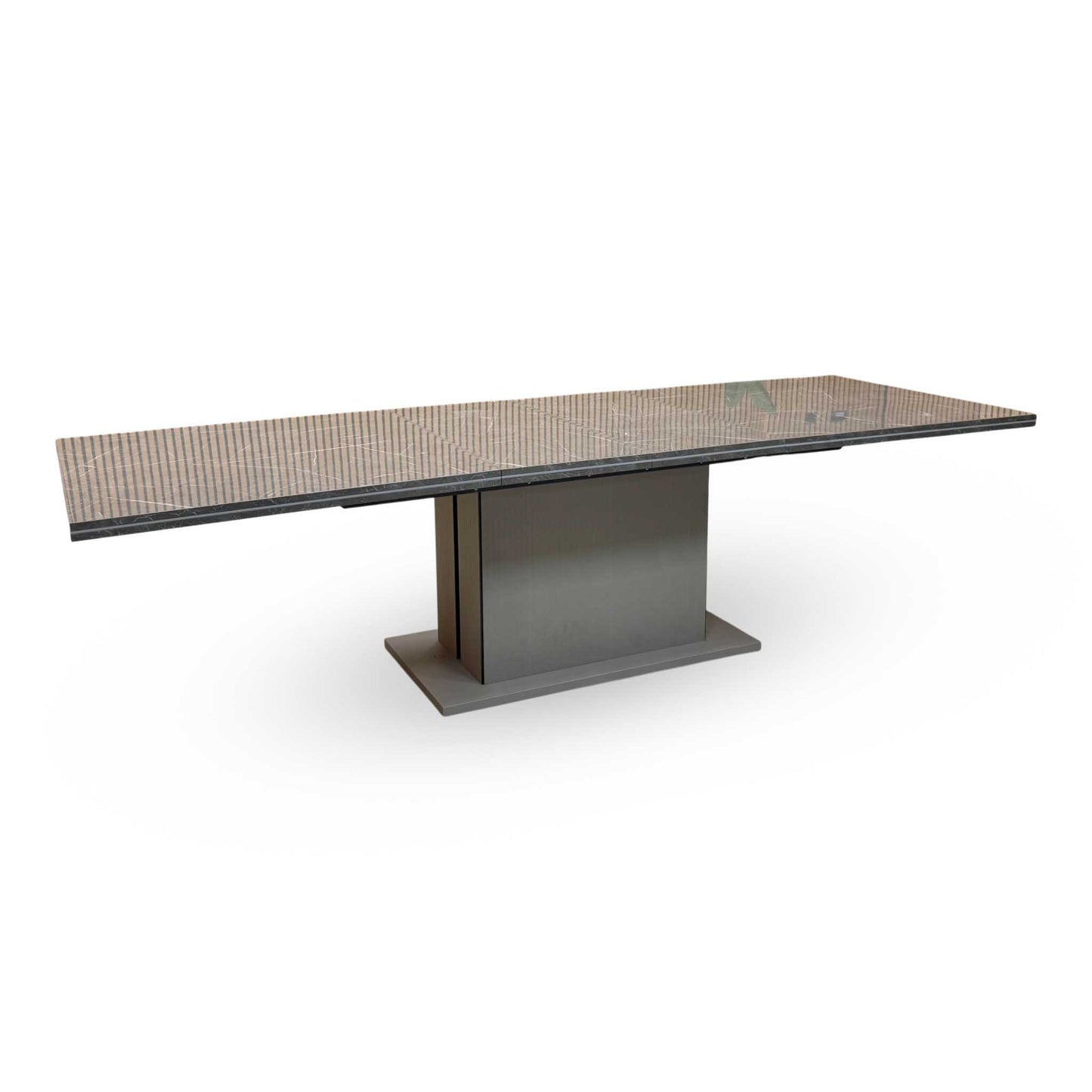 ‘Lusso’ High-Gloss Marble Effect Large Extending Dining Table + Extension Leaf + Extension Leaf