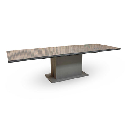 ‘Lusso’ High-Gloss Marble Effect Large Extending Dining Table + Extension Leaf + Extension Leaf
