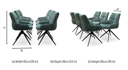 'Kiara' Forest Green Fabric Set of 6 Swivel Dining Chairs
