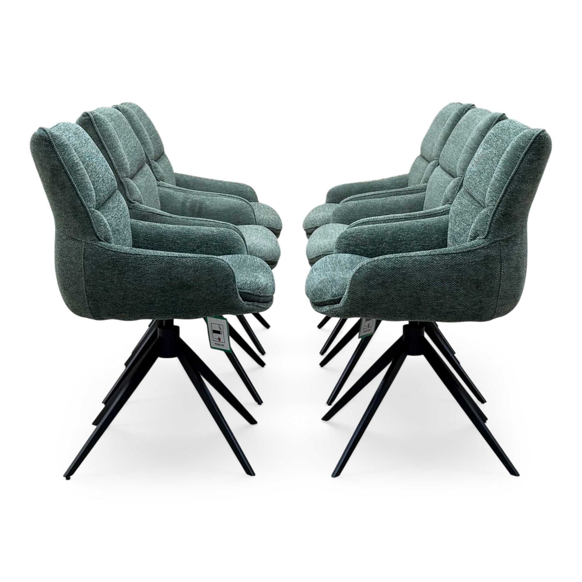 'Kiara' Forest Green Fabric Set of 6 Swivel Dining Chairs