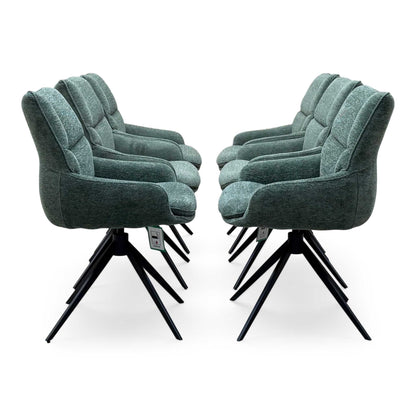'Kiara' Forest Green Fabric Set of 6 Swivel Dining Chairs