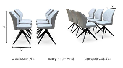 'Julio' G5 Stone Grey Fabric Set of 6 Swivel Dining Chairs