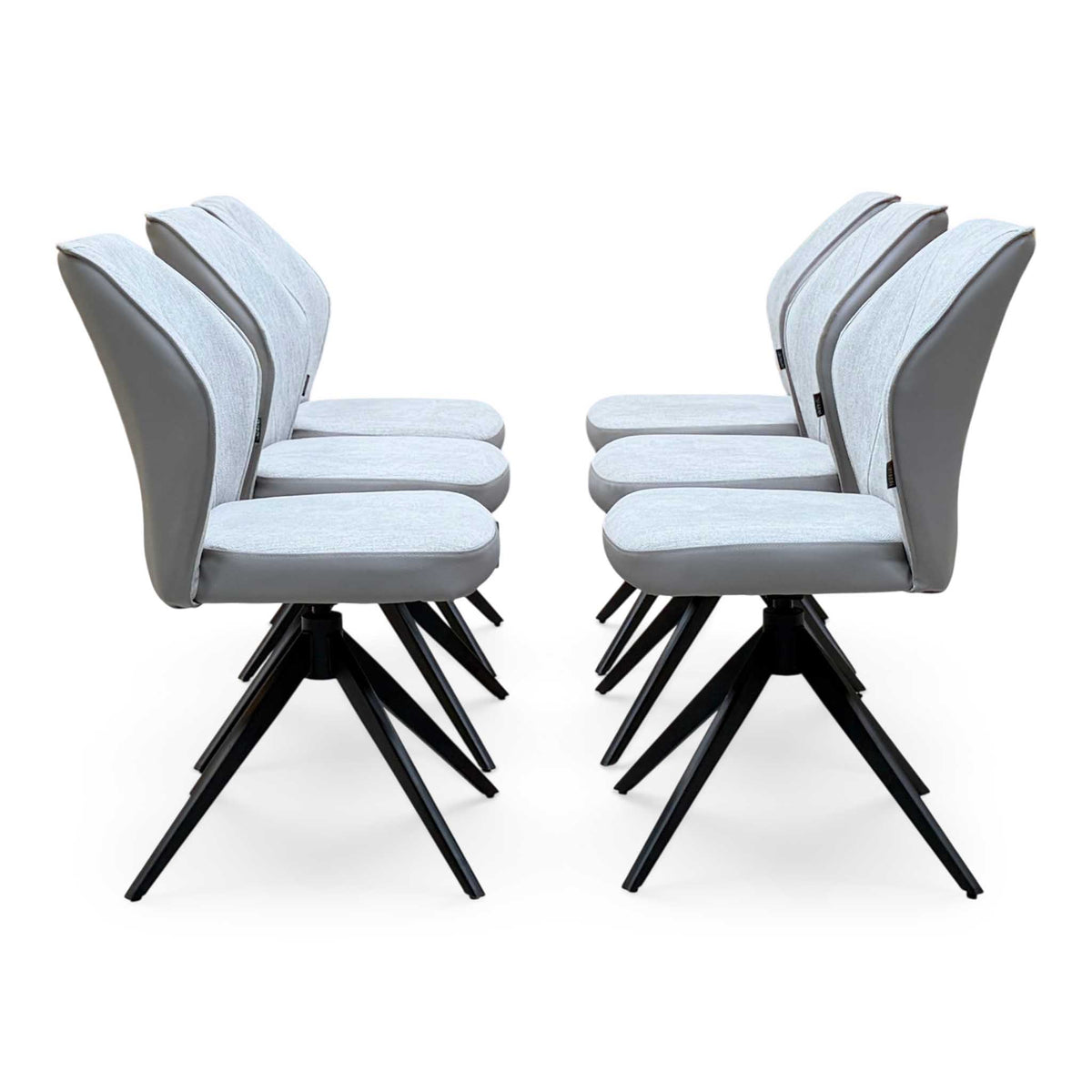 'Julio' G5 Stone Grey Fabric Set of 6 Swivel Dining Chairs