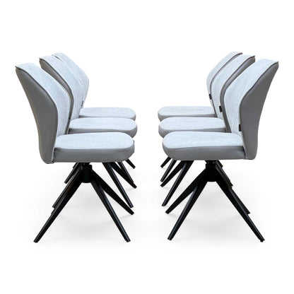 'Julio' G5 Stone Grey Fabric Set of 6 Swivel Dining Chairs