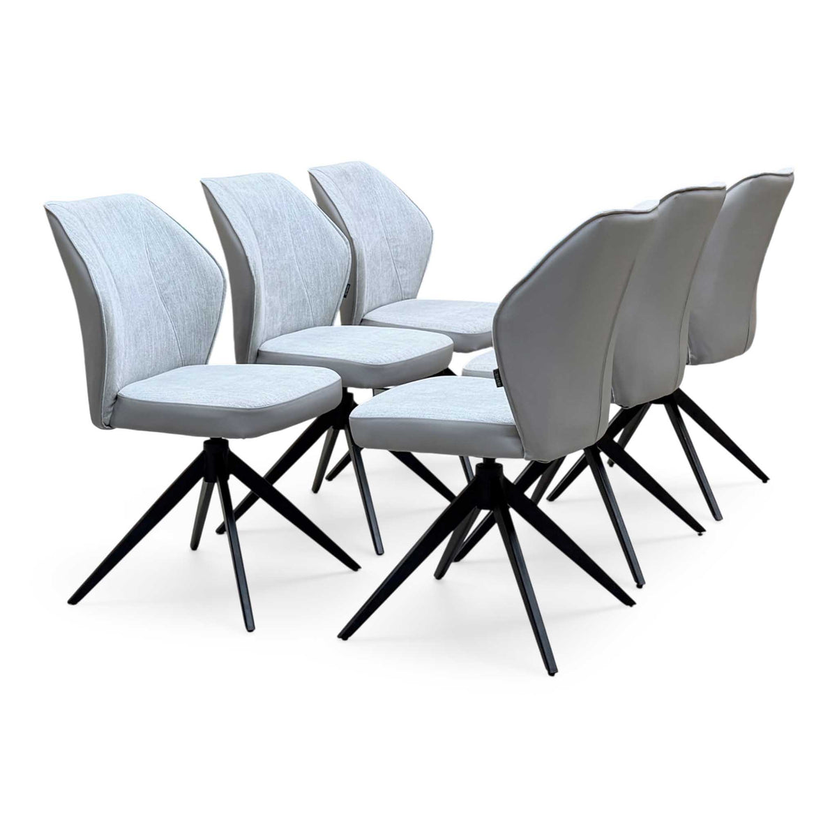 'Julio' G5 Stone Grey Fabric Set of 6 Swivel Dining Chairs