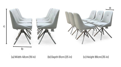 ‘Avorio’ Neutral Faux Leather Set of 6 Swivel Dining Chairs