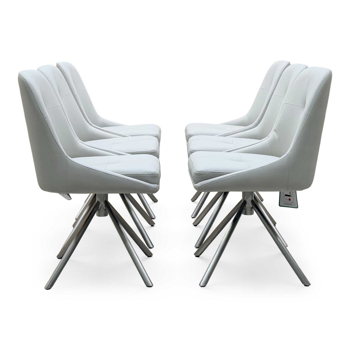 ‘Avorio’ Neutral Faux Leather Set of 6 Swivel Dining Chairs