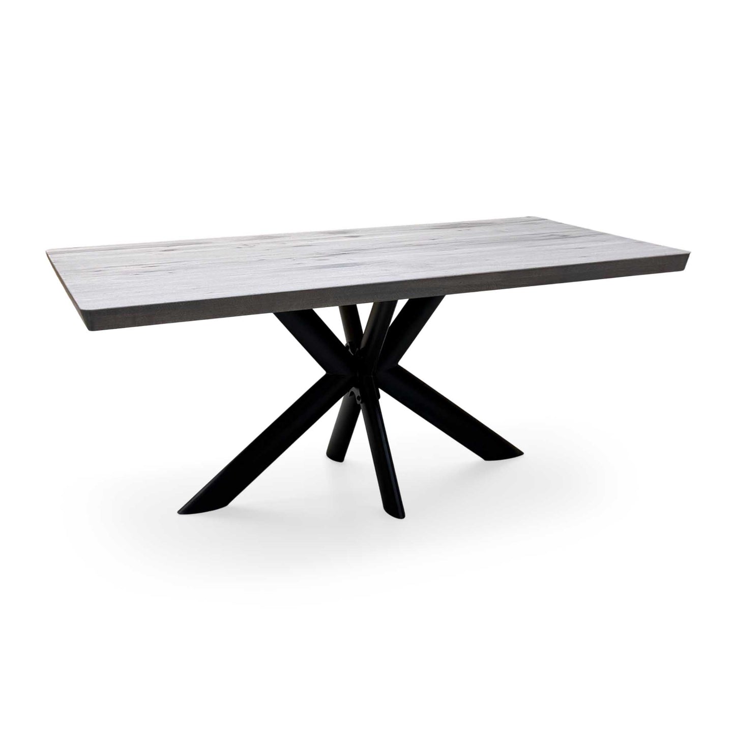 Bodahl 'Athena' 8 Vintage Grey Solid Oak Soft Edge 180cm Dining Table with Metal Star Base