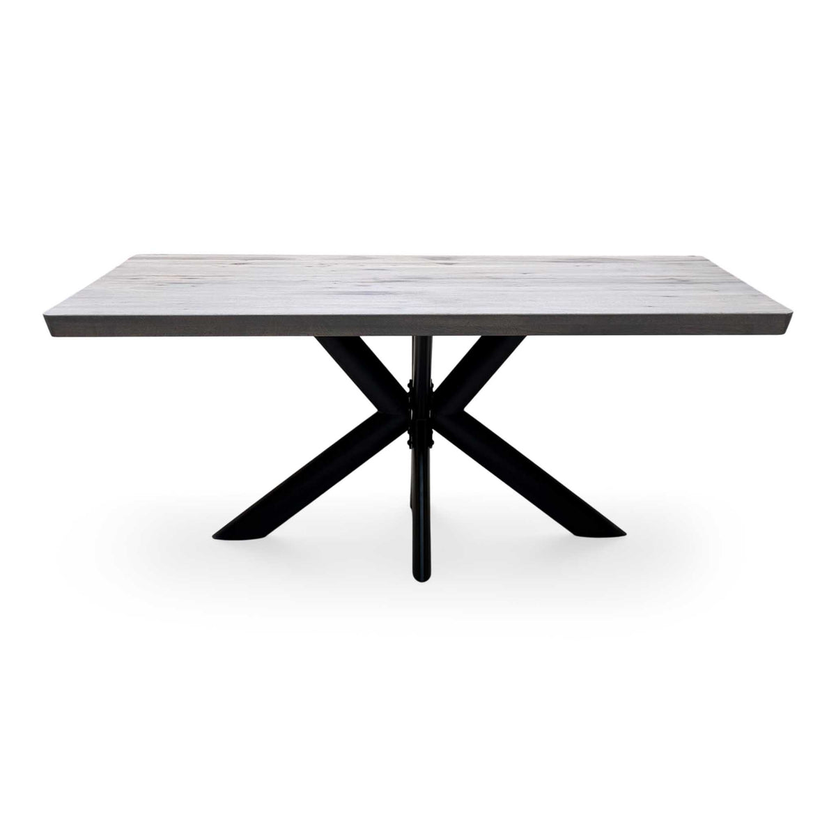 Bodahl 'Athena' 8 Vintage Grey Solid Oak Soft Edge 180cm Dining Table with Metal Star Base