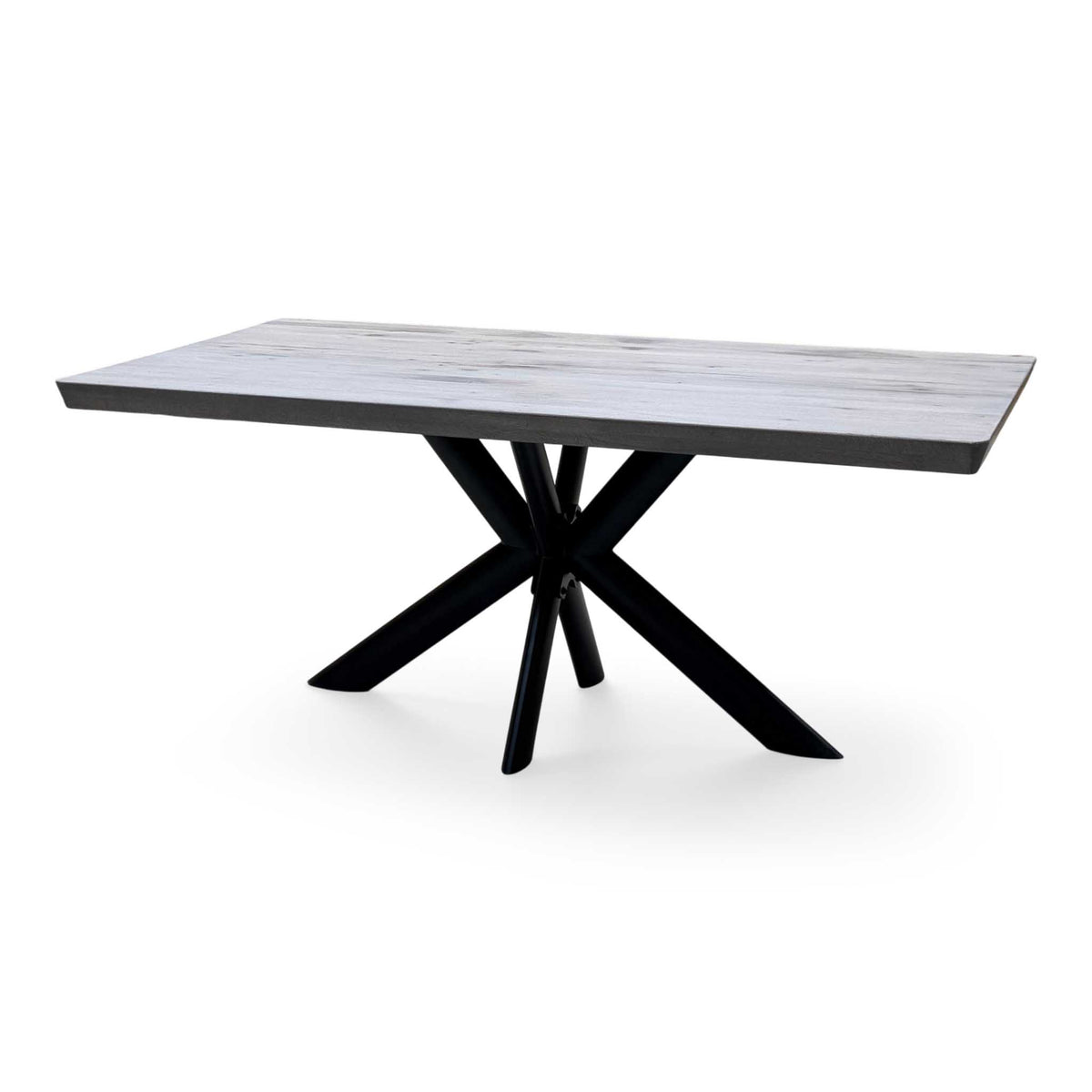 Bodahl 'Athena' 8 Vintage Grey Solid Oak Soft Edge 180cm Dining Table with Metal Star Base