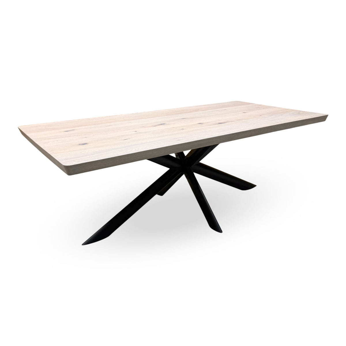 Bodahl 'Athena' 32 Sand Stone Solid Oak Soft Edge 220cm Dining Table with Metal Star Base