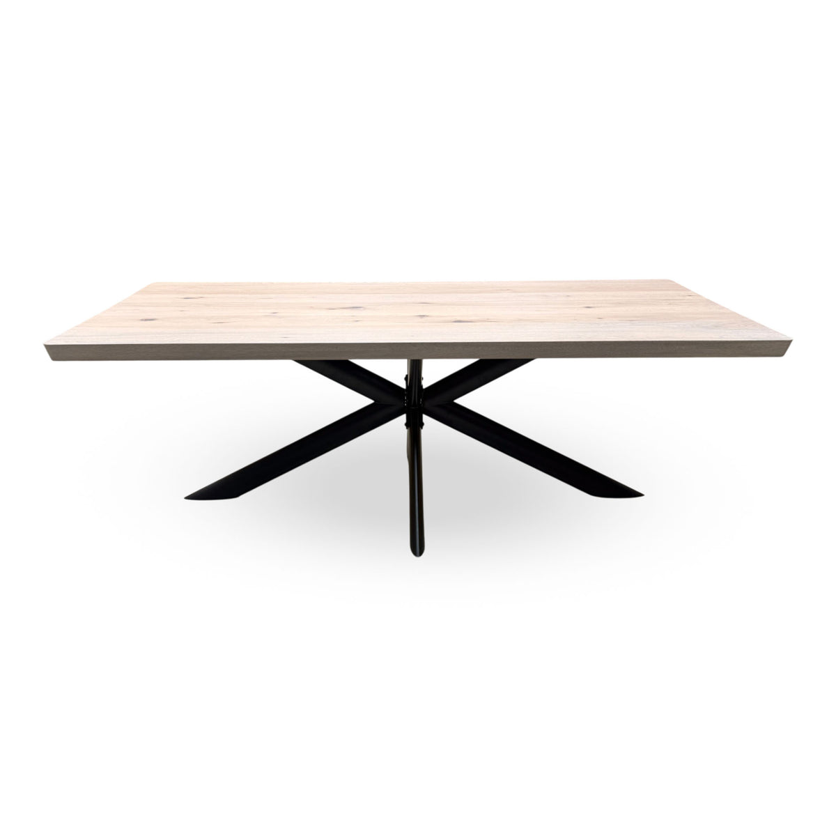 Bodahl 'Athena' 32 Sand Stone Solid Oak Soft Edge 220cm Dining Table with Metal Star Base