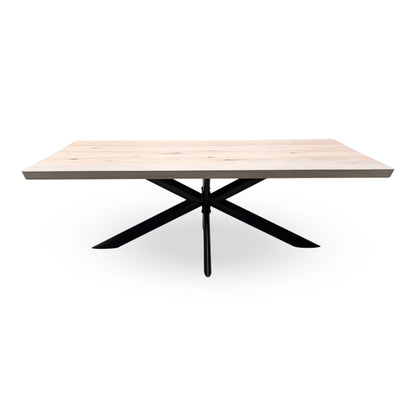 Bodahl 'Athena' 32 Sand Stone Solid Oak Soft Edge 220cm Dining Table with Metal Star Base