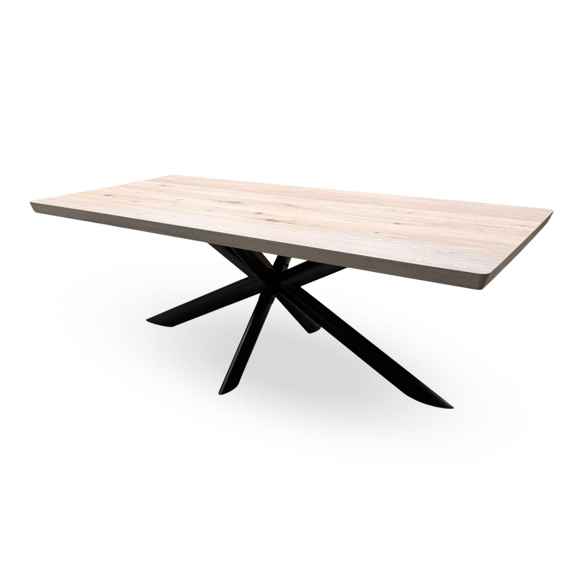 Bodahl 'Athena' 32 Sand Stone Solid Oak Soft Edge 220cm Dining Table with Metal Star Base