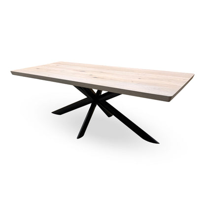 Bodahl 'Athena' 32 Sand Stone Solid Oak Soft Edge 220cm Dining Table with Metal Star Base