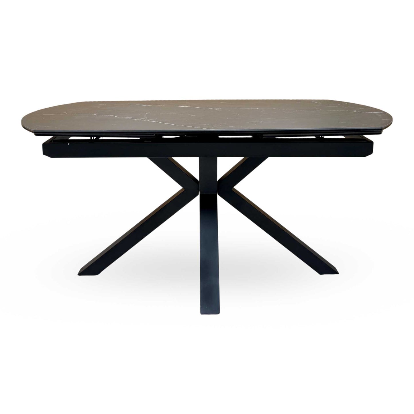 ‘Raul’ Nero Marquina Black Marble Effect Ceramic Top Swivel Extending Dining Table