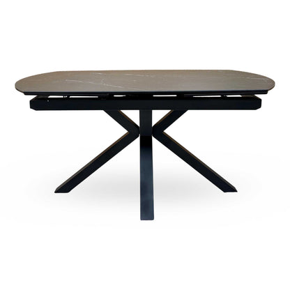 ‘Raul’ Nero Marquina Black Marble Effect Ceramic Top Swivel Extending Dining Table