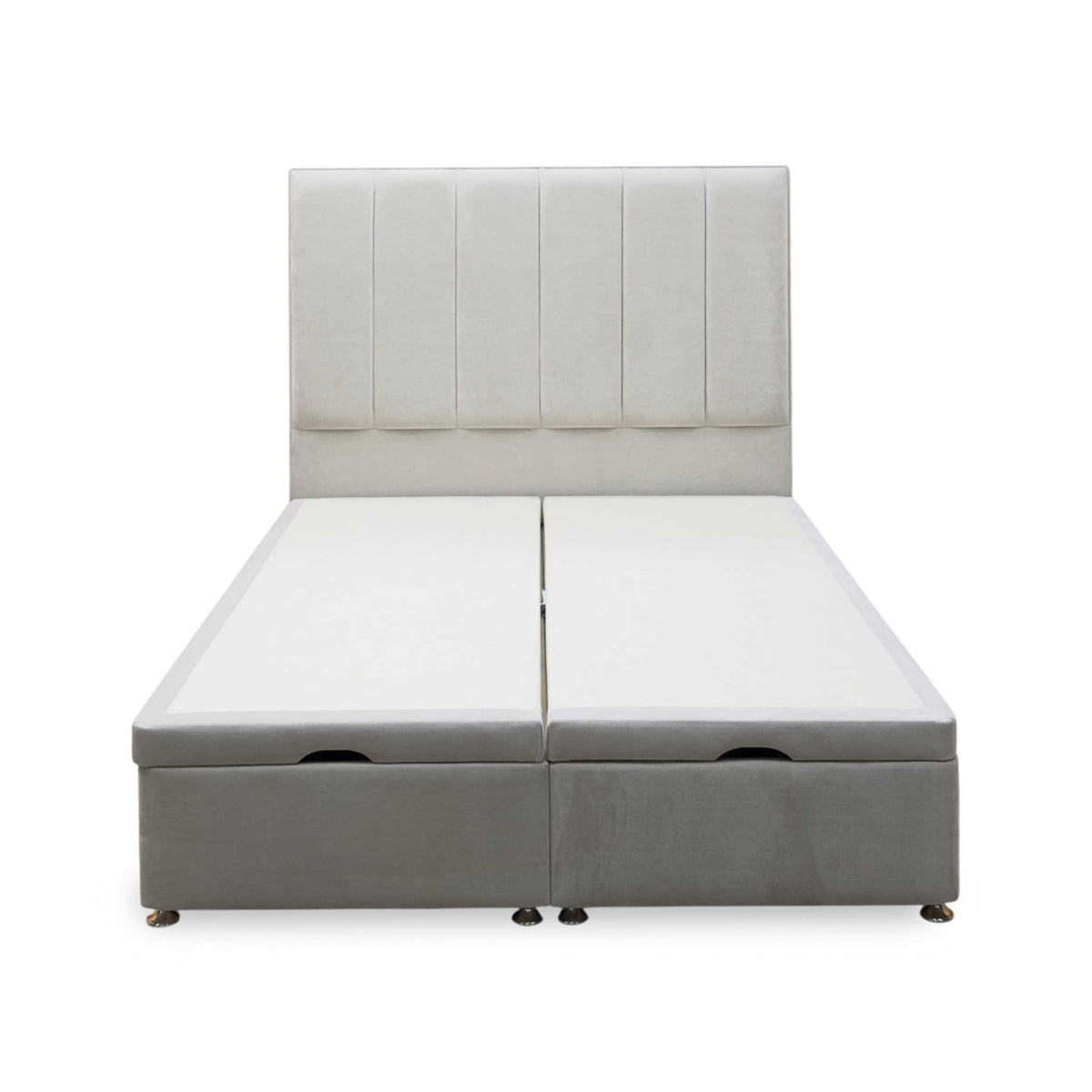 Artisan Collection ‘Heyman’ Aston Linen Grey Fabric High Floor Standing Headboard + Double End Lift Ottoman Base - King