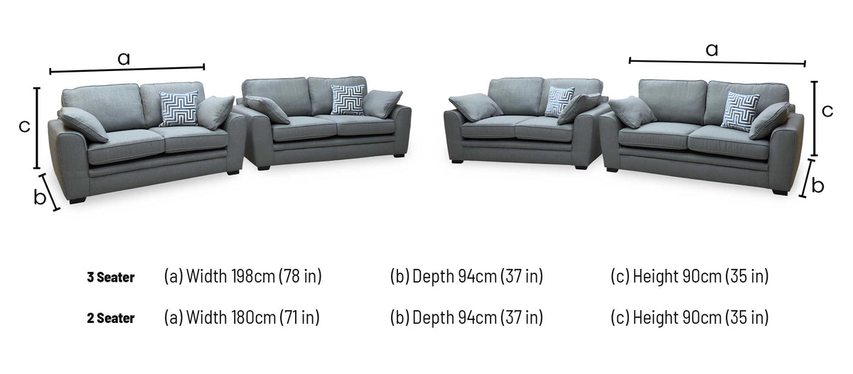 'Chalfont' Texas Linen Fabric 3 + 2 Seater Sofa Set