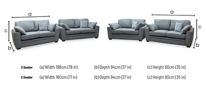 'Chalfont' Texas Linen Fabric 3 + 2 Seater Sofa Set
