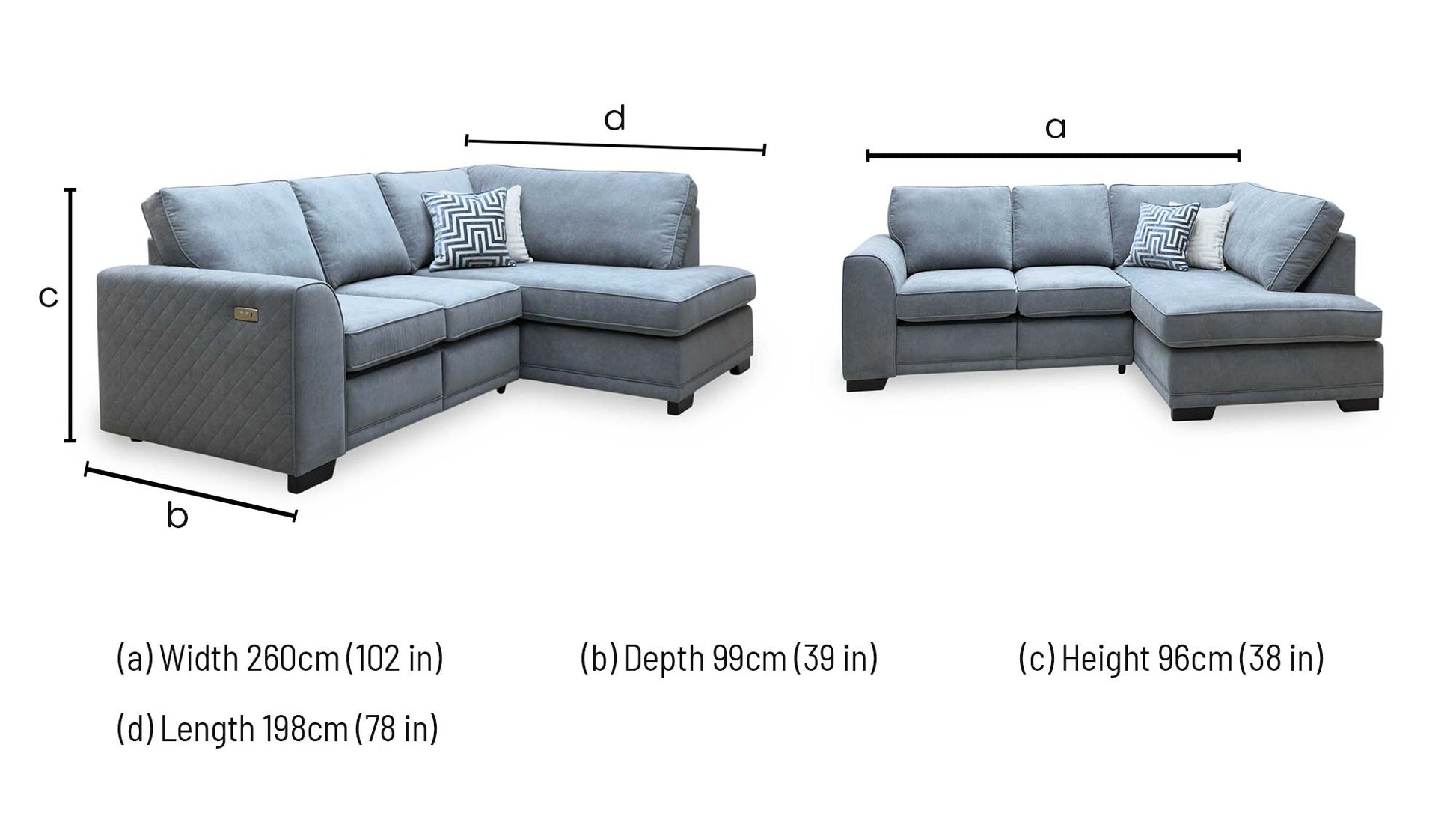 Orka Graphite Grey Plaza Linen Fabric Quilted Arm Left Hand Facing Arm 2 Piece Motion Open End Corner Sofa – view 10