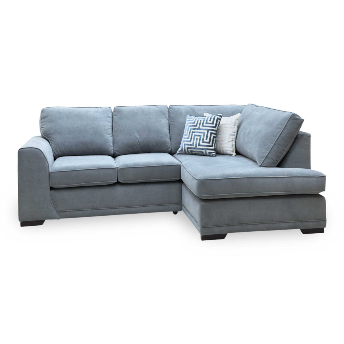 ‘Orka’ Graphite Grey Plaza Linen Fabric Quilted Arm Left Hand Facing Arm Compact Open End Corner Sofa