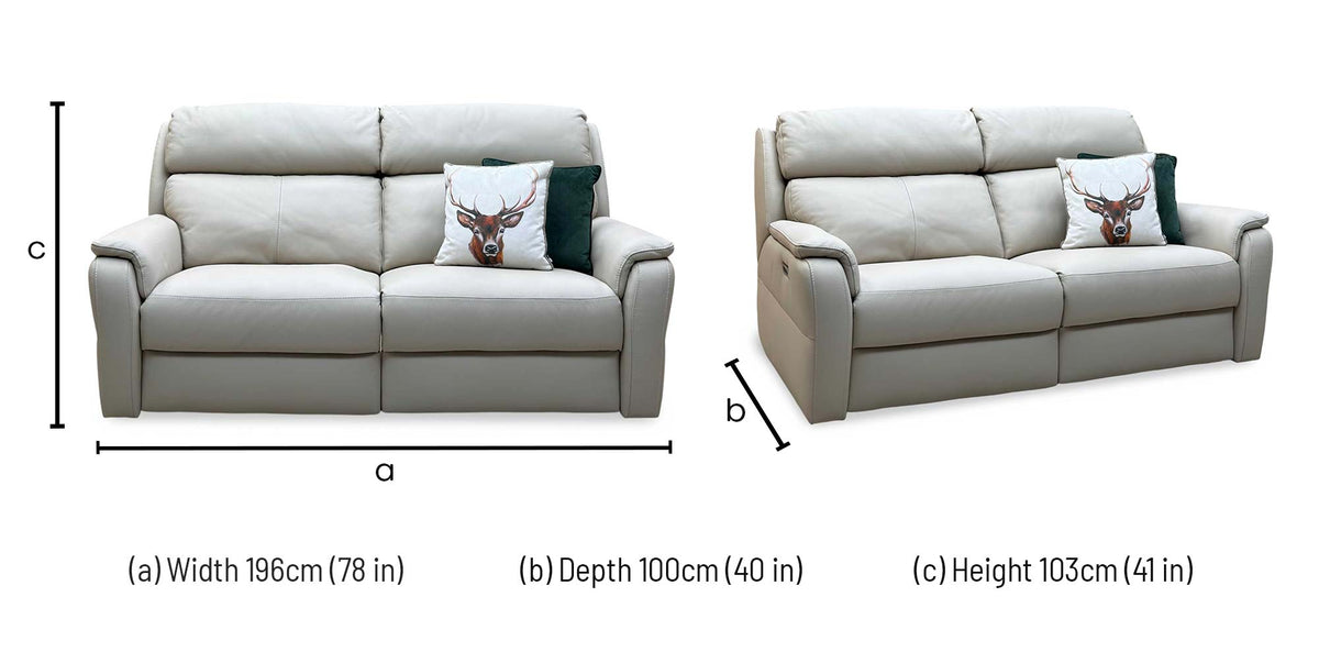 G Plan 'Vito' Torello Fango Cream Leather 3 Seater Power Recliner Sofa with Power Headrests and Power Lumbar