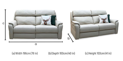 G Plan 'Vito' Torello Fango Cream Leather 3 Seater Power Recliner Sofa with Power Headrests and Power Lumbar