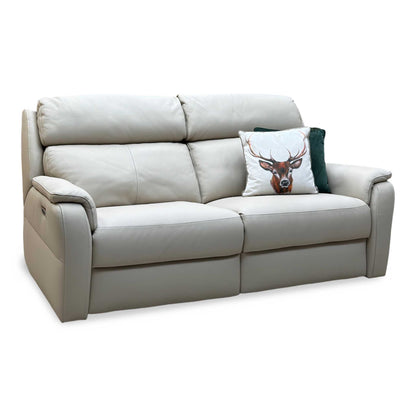 G Plan 'Vito' Torello Fango Cream Leather 3 Seater Power Recliner Sofa with Power Headrests and Power Lumbar