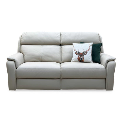 G Plan 'Vito' Torello Fango Cream Leather 3 Seater Power Recliner Sofa with Power Headrests and Power Lumbar