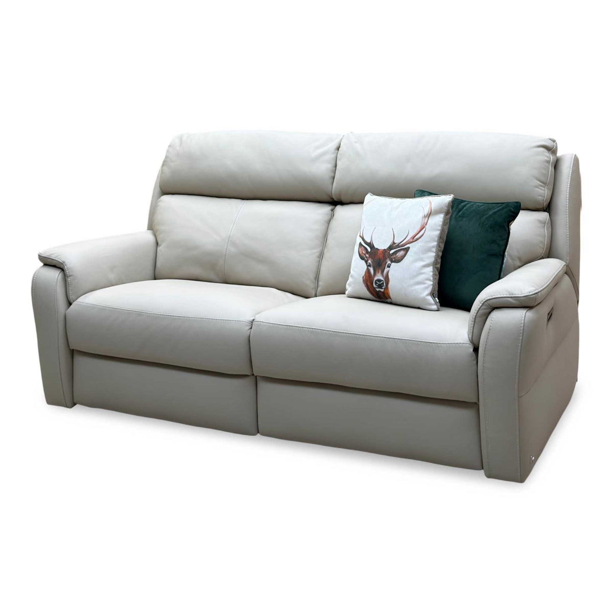 G Plan 'Vito' Torello Fango Cream Leather 3 Seater Power Recliner Sofa with Power Headrests and Power Lumbar