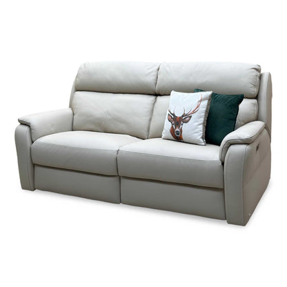 G Plan 'Vito' Torello Fango Cream Leather 3 Seater Power Recliner Sofa with Power Headrests and Power Lumbar