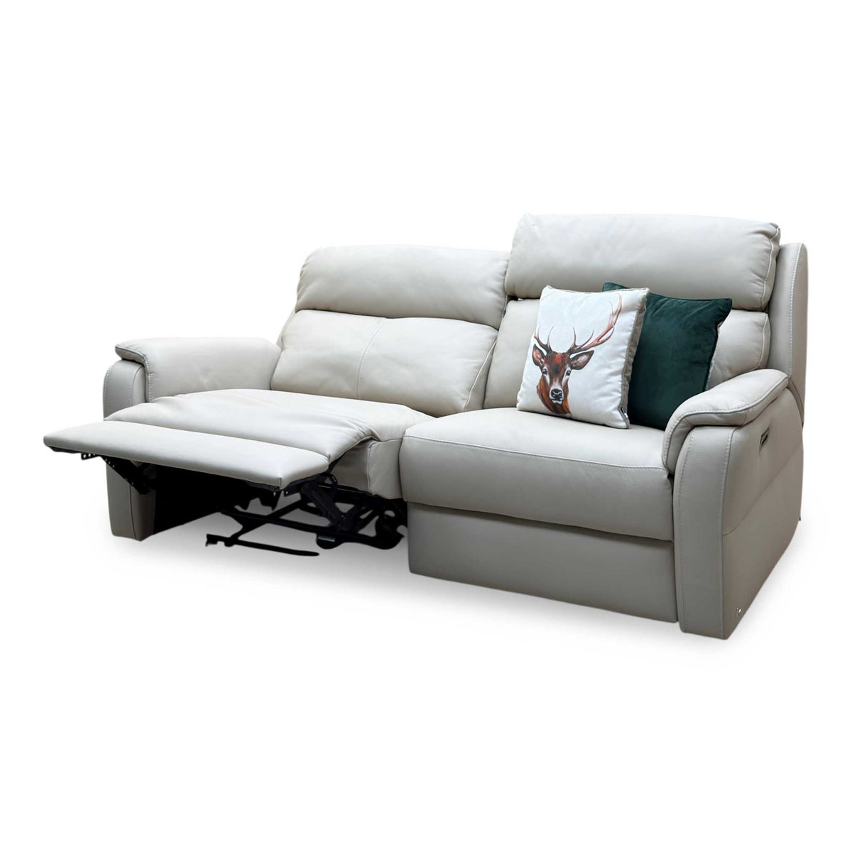 G Plan 'Vito' Torello Fango Cream Leather 3 Seater Power Recliner Sofa with Power Headrests and Power Lumbar