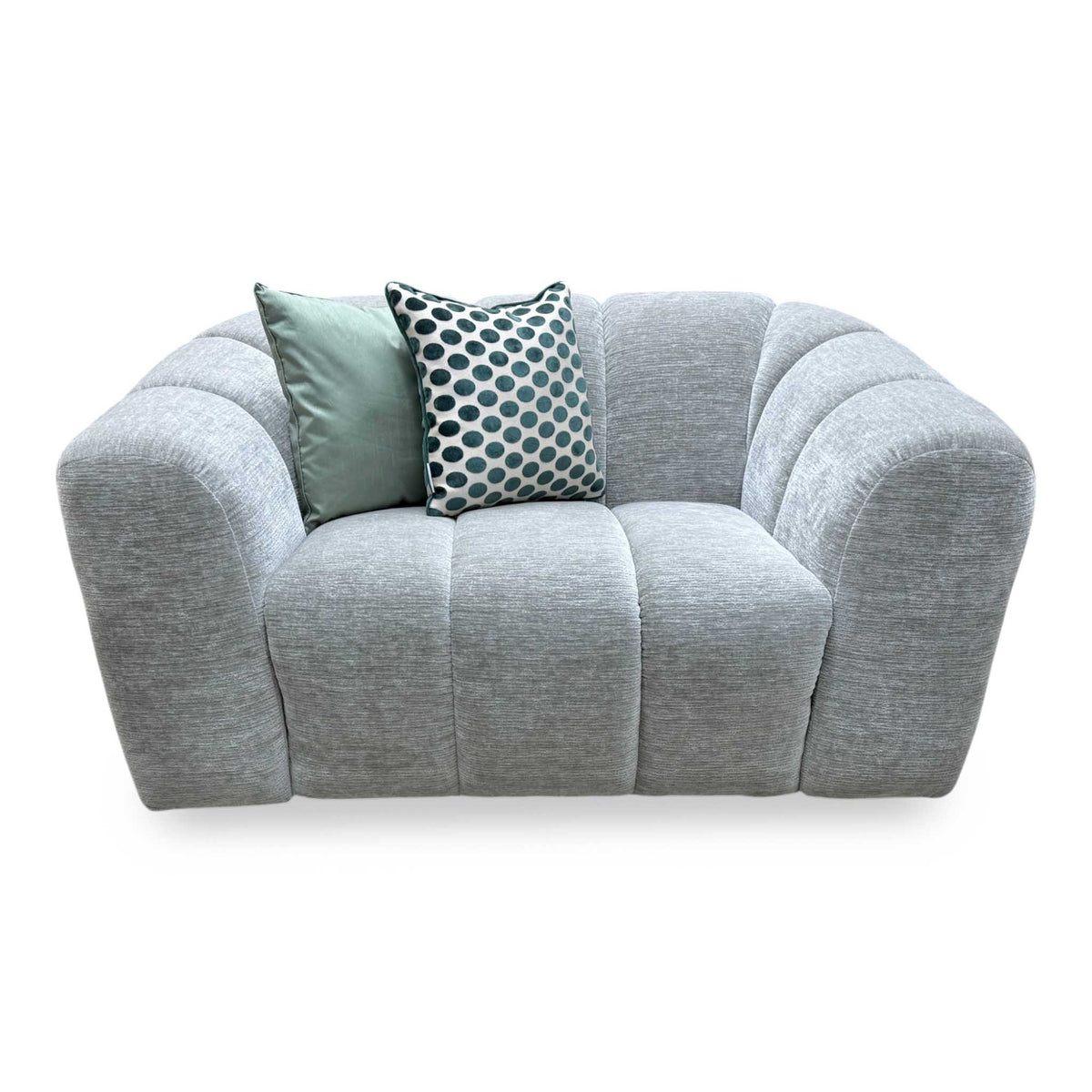 'Rhianna' Aston Lead Grey Fabric Cuddler Chair