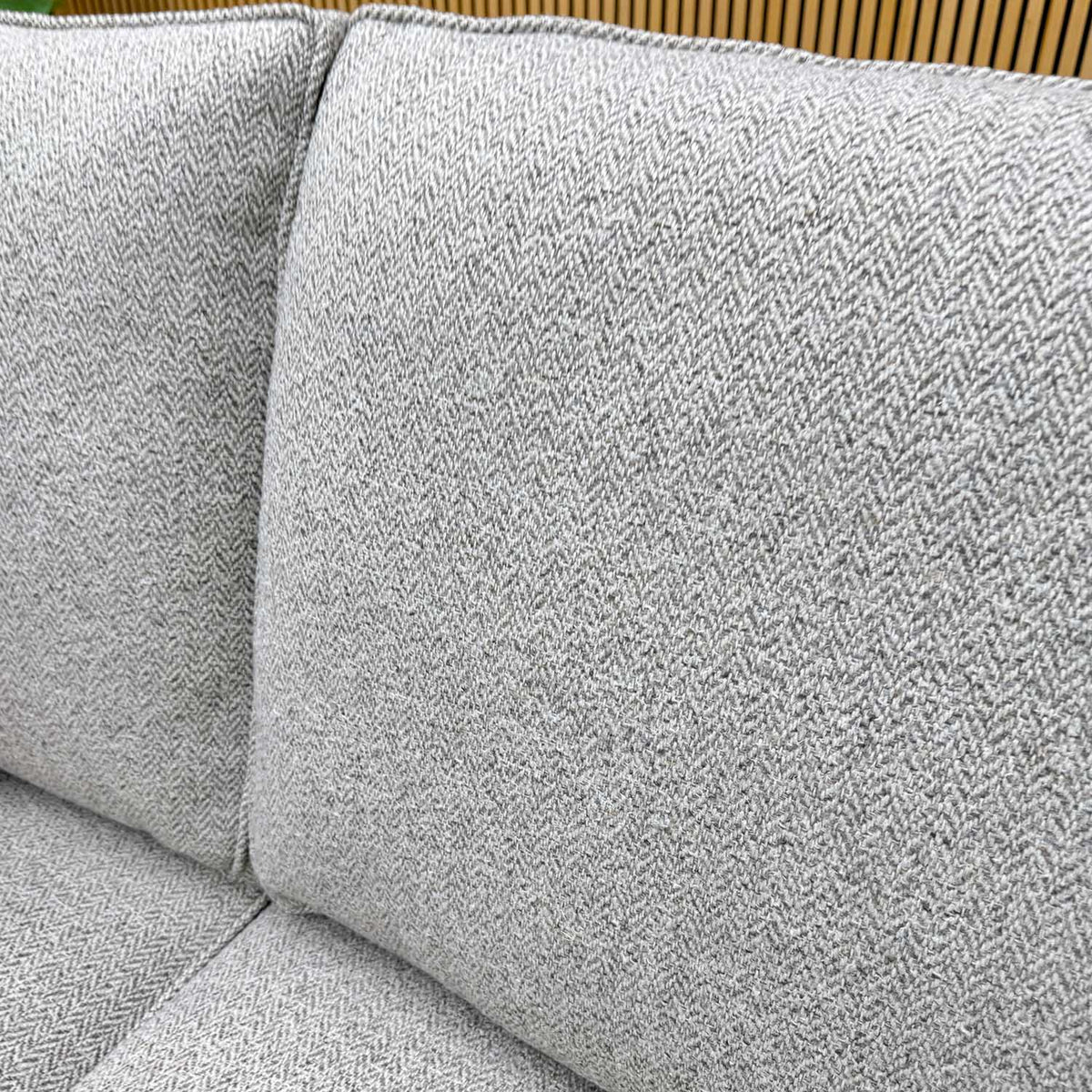 Parker Knoll 'Plaza' Fab Contour Smoke May Grey Fabric Large 2 Seater Classic Back Sofa + Banquette Footstool