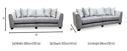 Mariah Dapple Silver-Tri No Insert Velvet Fabric 4 Seater Scatter Back Split Frame Sofa – view 7