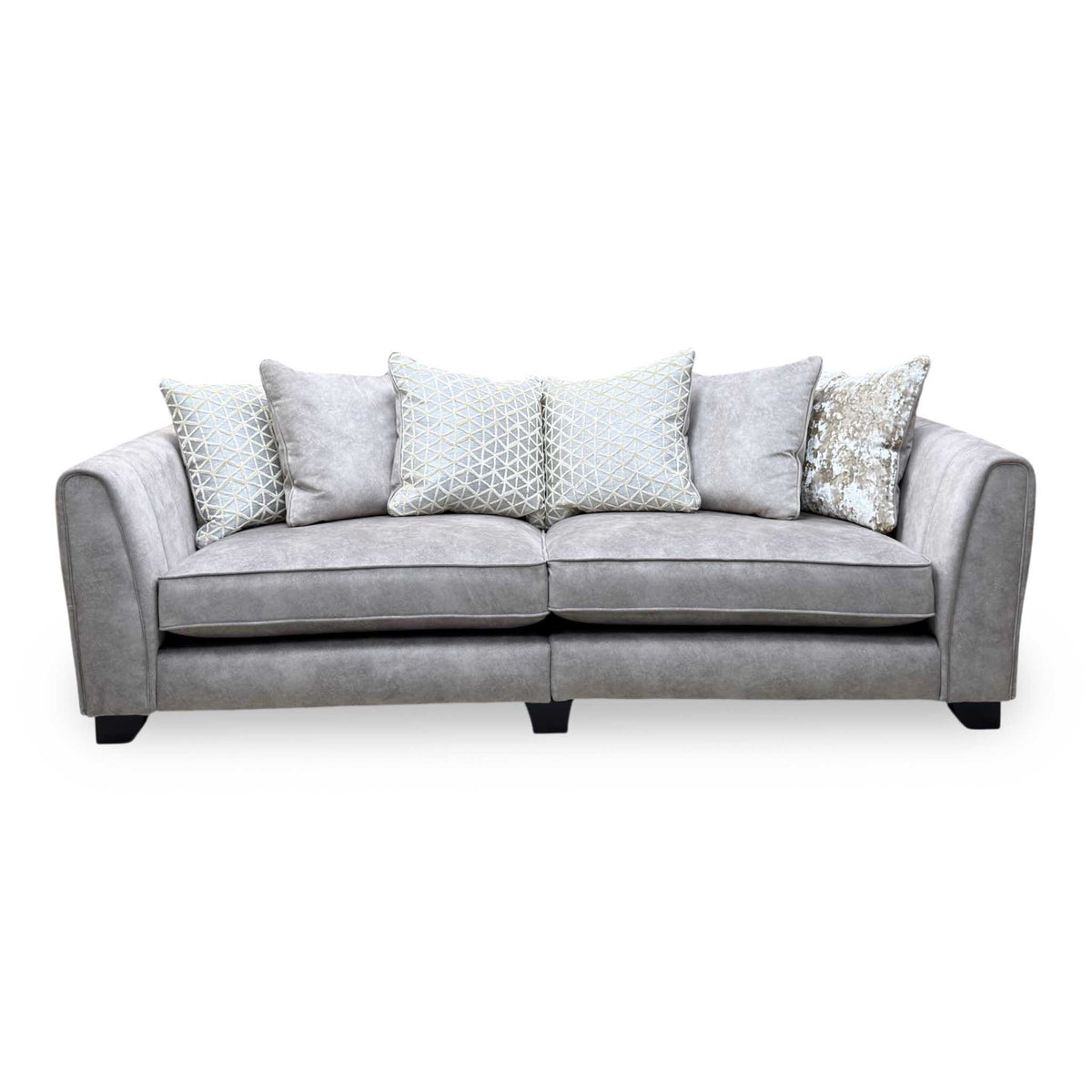 Mariah Dapple Silver-Tri No Insert Velvet Fabric 4 Seater Scatter Back Split Frame Sofa – view 4