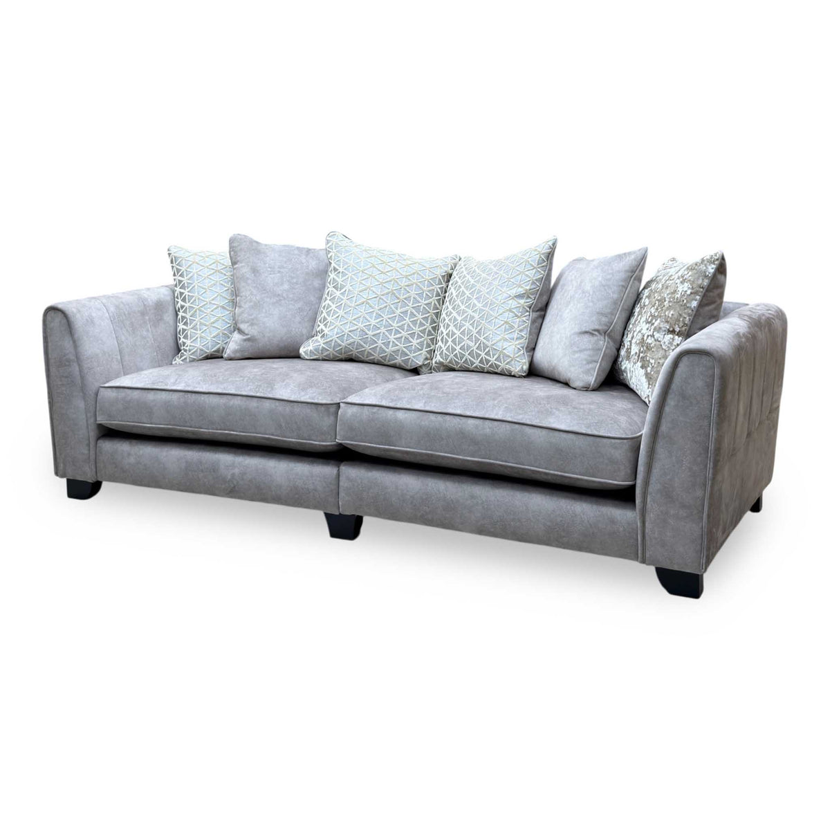 Mariah Dapple Silver-Tri No Insert Velvet Fabric 4 Seater Scatter Back Split Frame Sofa – view 5