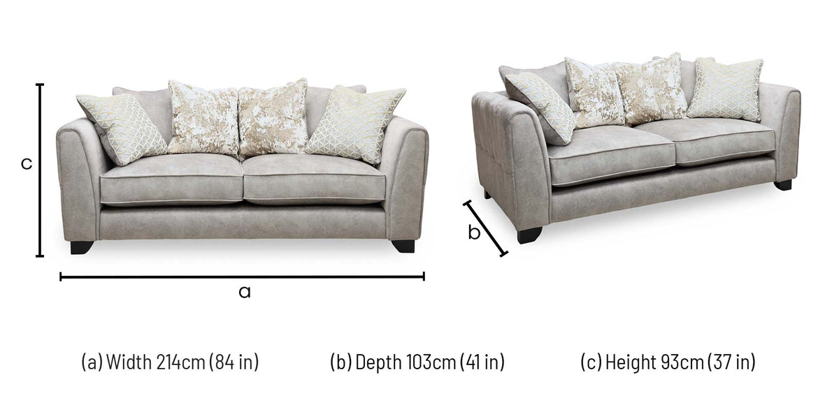 Mariah Dapple Silver-Tri Brass Insert Velvet Fabric 3 Seater Scatter Back Sofa – view 7