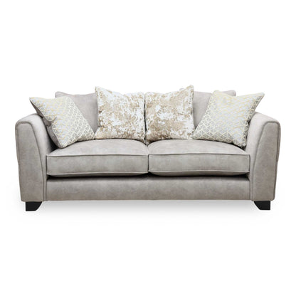 Mariah Dapple Silver-Tri Brass Insert Velvet Fabric 3 Seater Scatter Back Sofa – view 5