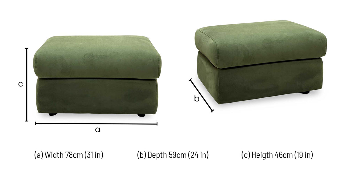 G Plan 'Kingsbury' A902 Plush Vine Green Velvet Fabric Storage Footstool