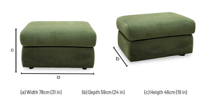 G Plan 'Kingsbury' A902 Plush Vine Green Velvet Fabric Storage Footstool