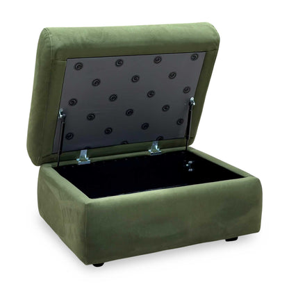 G Plan 'Kingsbury' A902 Plush Vine Green Velvet Fabric Storage Footstool