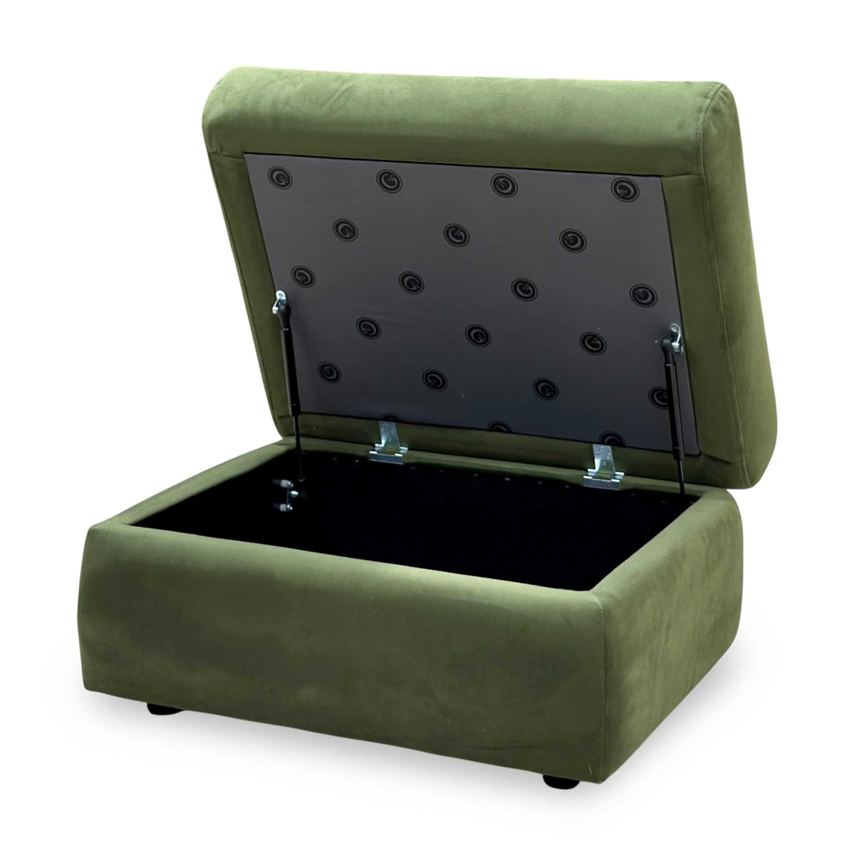 G Plan 'Kingsbury' A902 Plush Vine Green Velvet Fabric Storage Footstool
