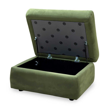 G Plan 'Kingsbury' A902 Plush Vine Green Velvet Fabric Storage Footstool