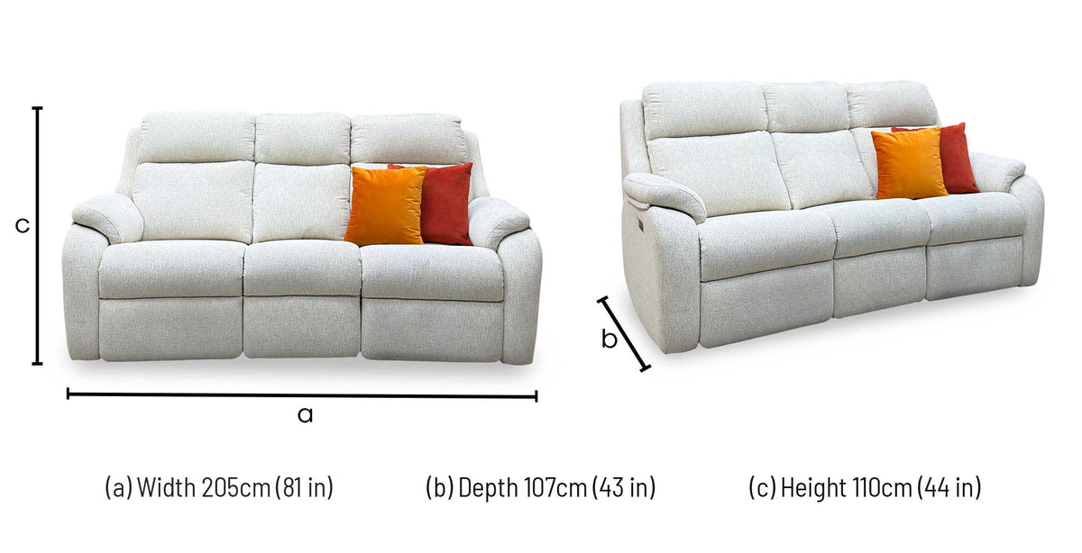 G Plan 'Kingsbury' C931 Rush Cream Fabric 3 Seater Power Recliner Sofa with Power Headrests and Power Lumbar