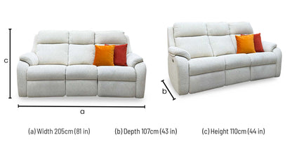 G Plan 'Kingsbury' C931 Rush Cream Fabric 3 Seater Power Recliner Sofa with Power Headrests and Power Lumbar