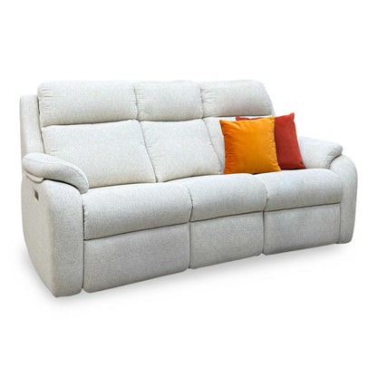 G Plan 'Kingsbury' C931 Rush Cream Fabric 3 Seater Power Recliner Sofa with Power Headrests and Power Lumbar